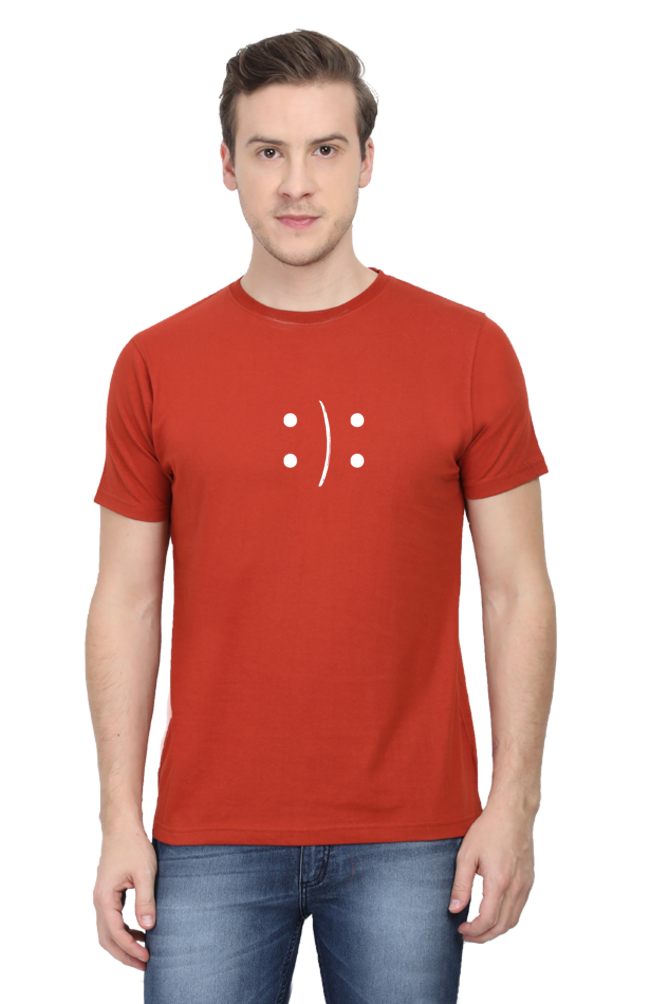 Smile - Evoke Bean Unisex Regular Fit Printed Graphic T-Shirt – Red