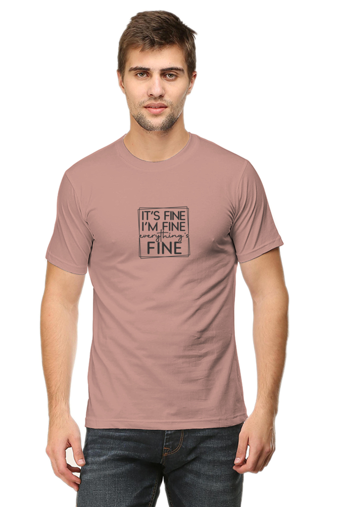 It's fine - Evoke Bean Unisex Regular Fit Printed Graphic T-Shirt – Light Brown