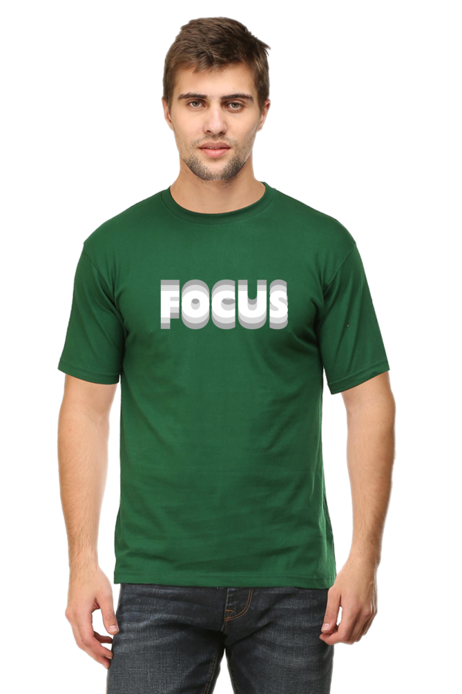 Focus - Evoke Bean Unisex Regular Fit Printed Graphic T-Shirt – Bottle Green