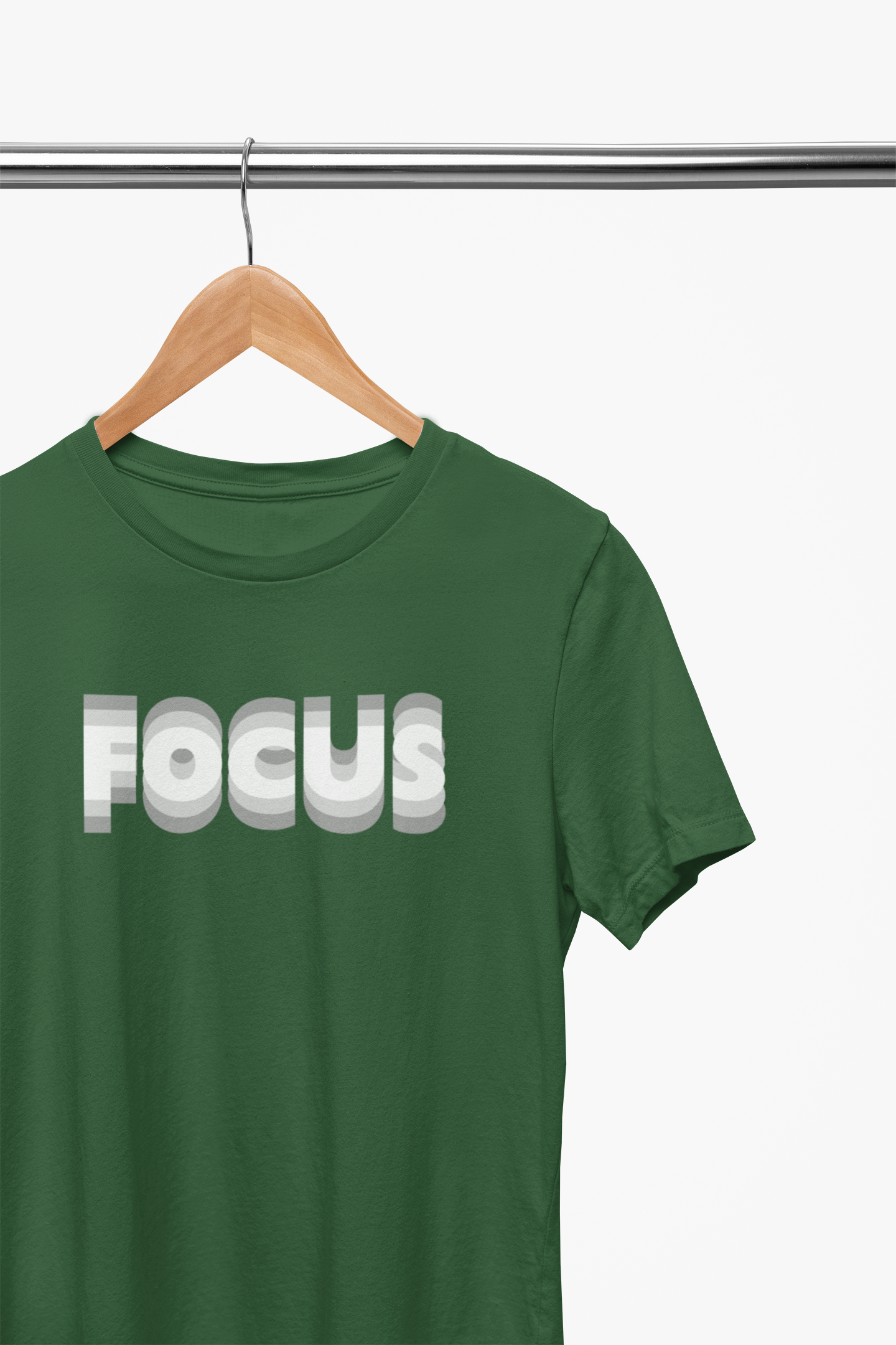 Focus - Evoke Bean Unisex Regular Fit Printed Graphic T-Shirt – Bottle Green