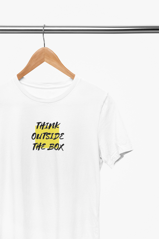 Think outside the Box - Evoke Bean Unisex Regular Fit Printed Graphic T-Shirt – White