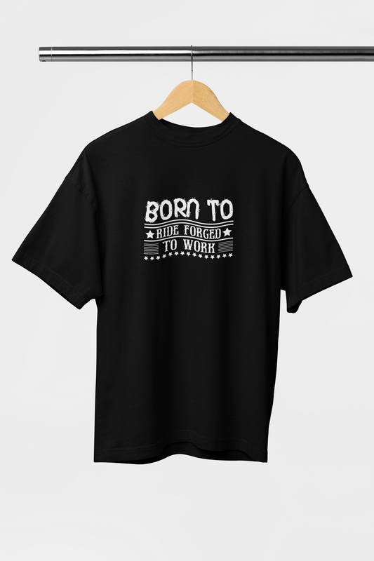 Born To Ride - Evoke Bean Unisex Oversized Printed Graphic T-Shirt – Black