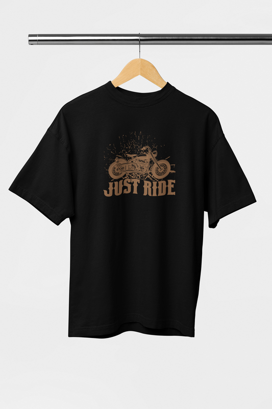 Just Ride - Evoke Bean Unisex Oversized Printed Graphic T-Shirt – Black