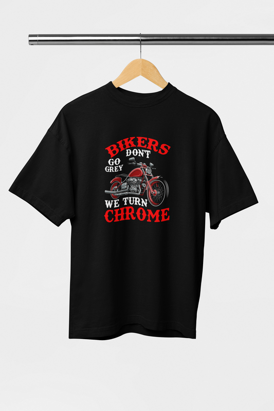 Bikers Don't Go Grey - Evoke Bean Unisex Oversized Printed Graphic T-Shirt – Black