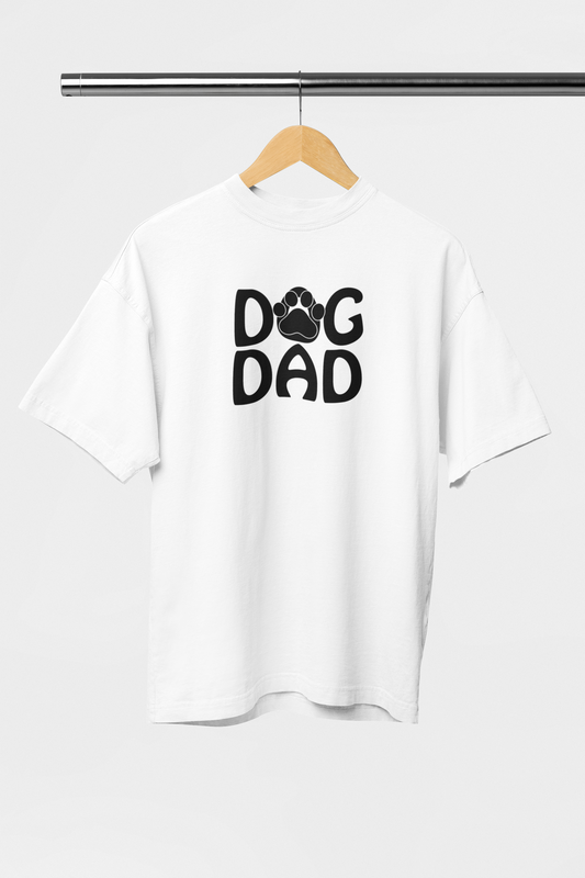 Dog Dad - Evoke Bean Unisex Oversized Printed Graphic T-Shirt – White